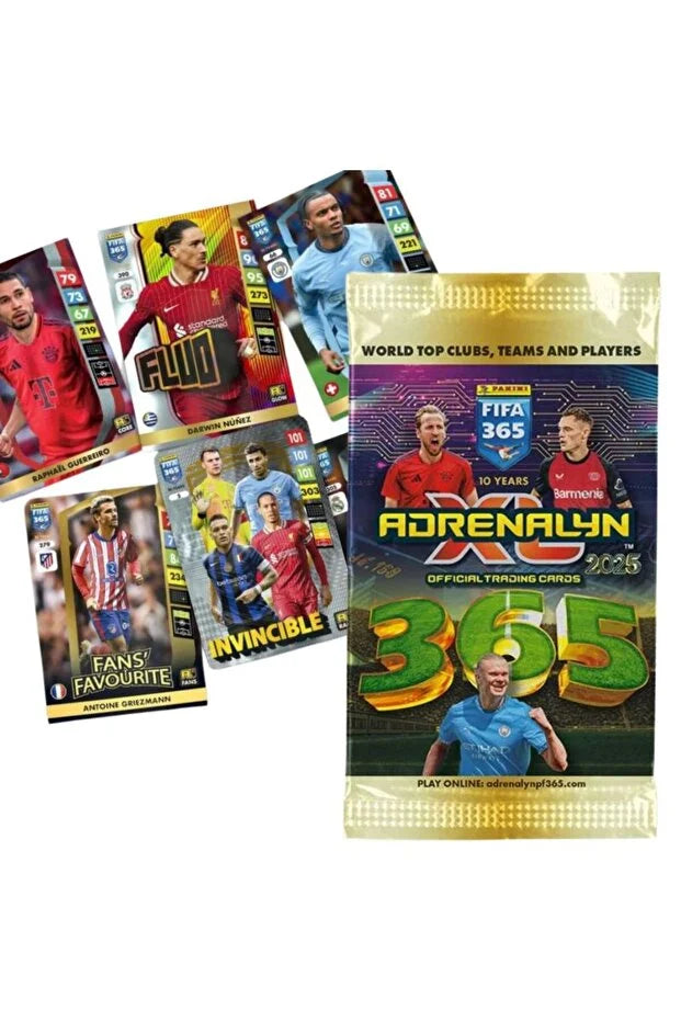 Panini Futbol Kartları 2025 Paketi - 3 Paket Adrenalyn XL World TOP Kulüpler, Takım ve Oyuncular Futbol Ticaret Kartları | Panini Koleksiyon Paketleriv